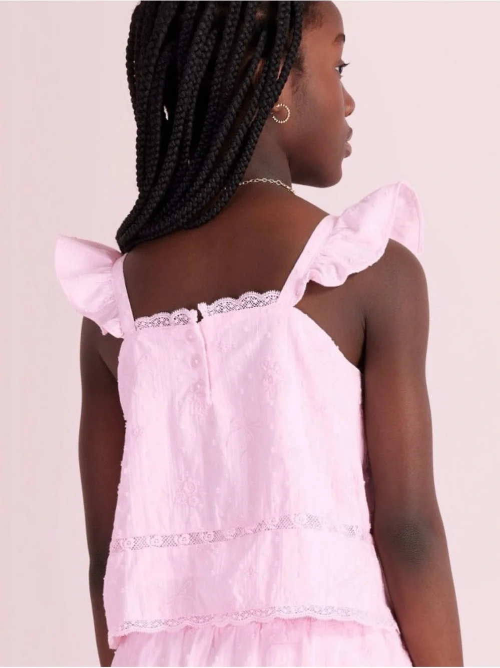 Loveshackfancy x target girls Rebecca alouette rose embroidery ruffle tank top